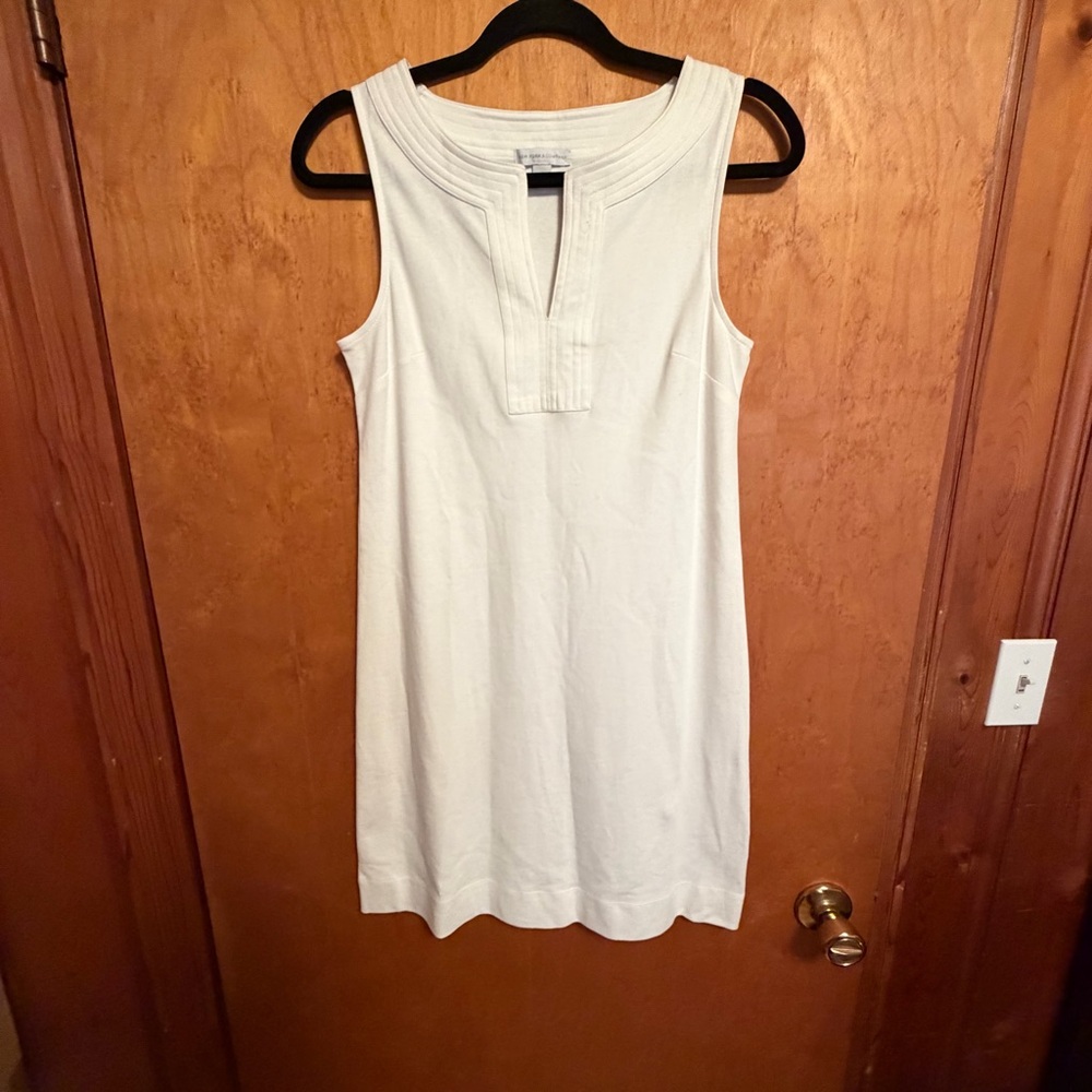 New York & Company White Sleeveless Textured Shift Dress